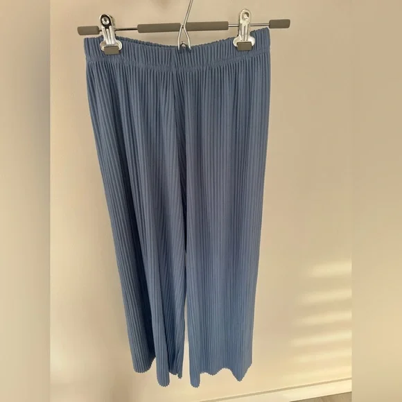 Oak + Fort Wide Leg Pleated Pant Blue - Picture 5 of 7